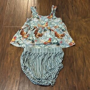 Posh Peanut Bamboo Chicken and Floral Baby Outfit
